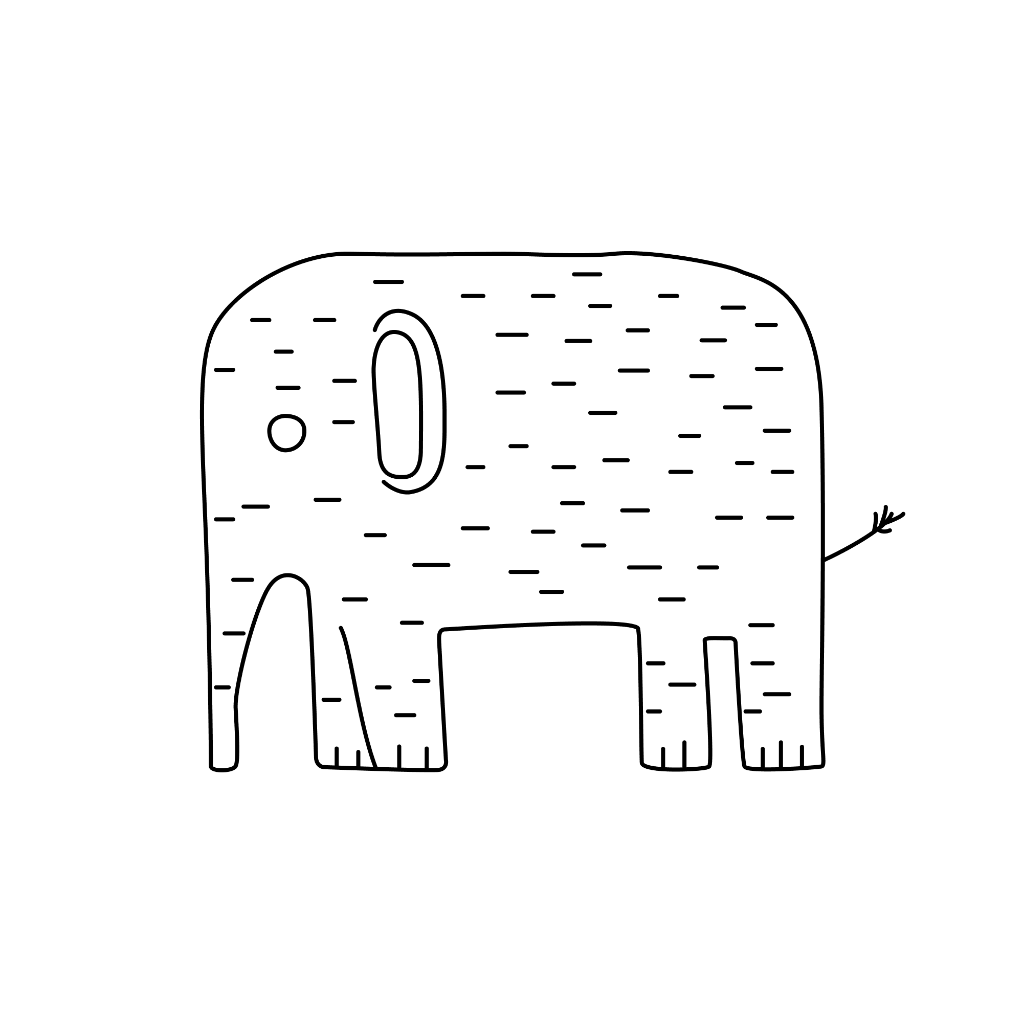 Doodled Green Elephant_outlined